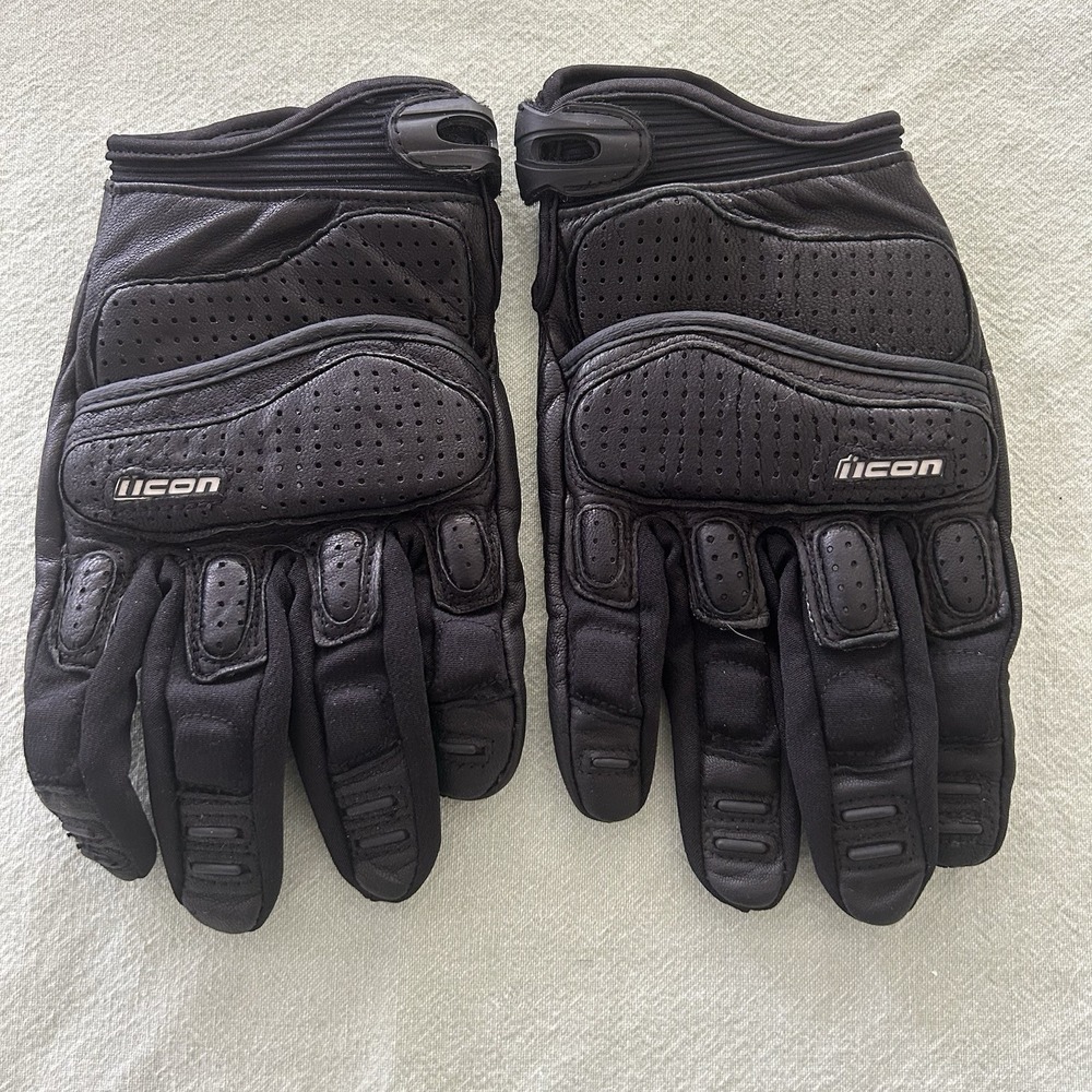 ICON Super Duty Leather Motorcycle Gloves XL Black Size 10